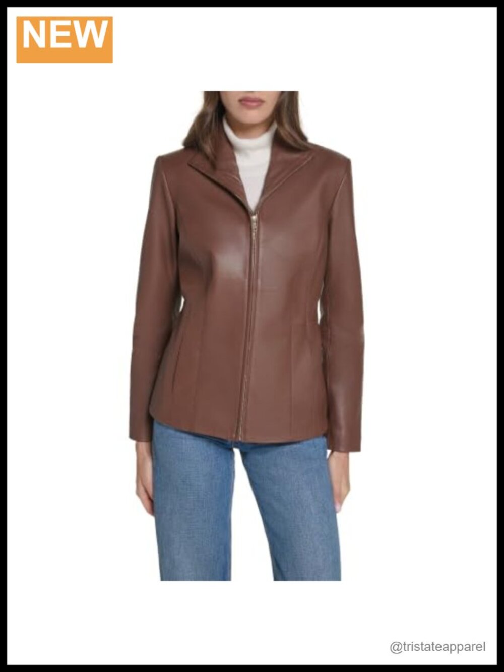Tailored Wing Collar Leather Jacket Women's Genuine Lambskin